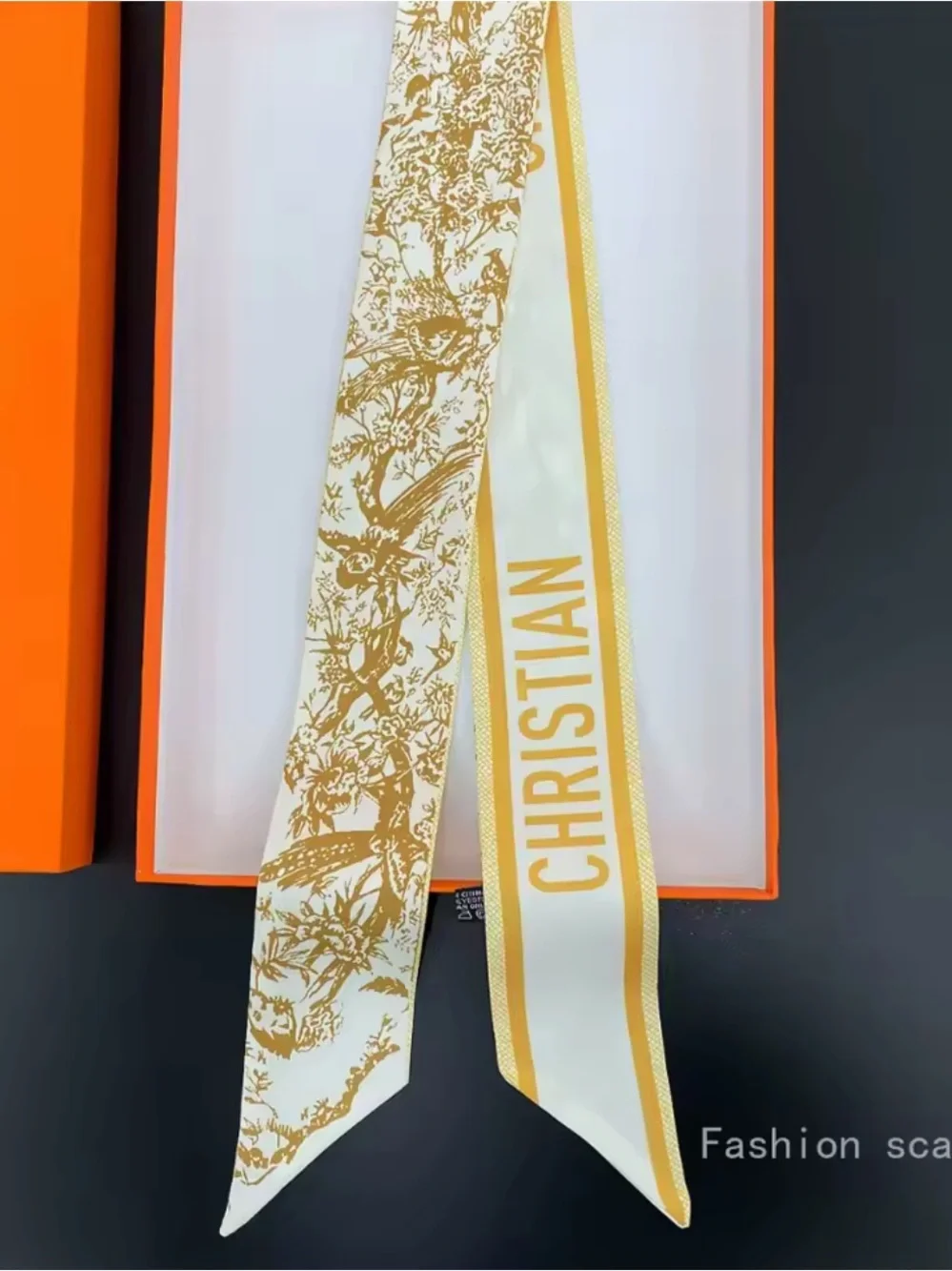 Christian-Branded White and Gold Twilly Scarf